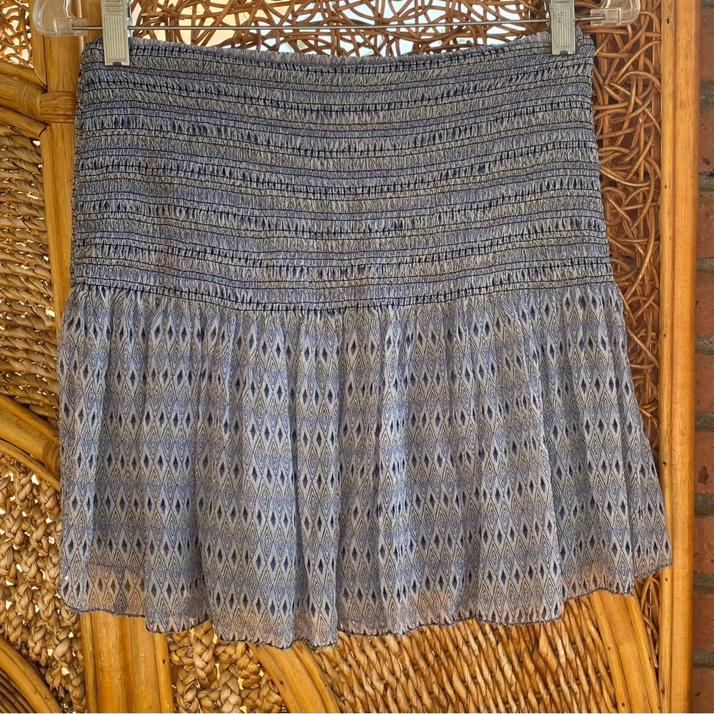 Ulla Johnson Blue Diamond 100% Silk Mini Skirt Size 4 Excellent Condition